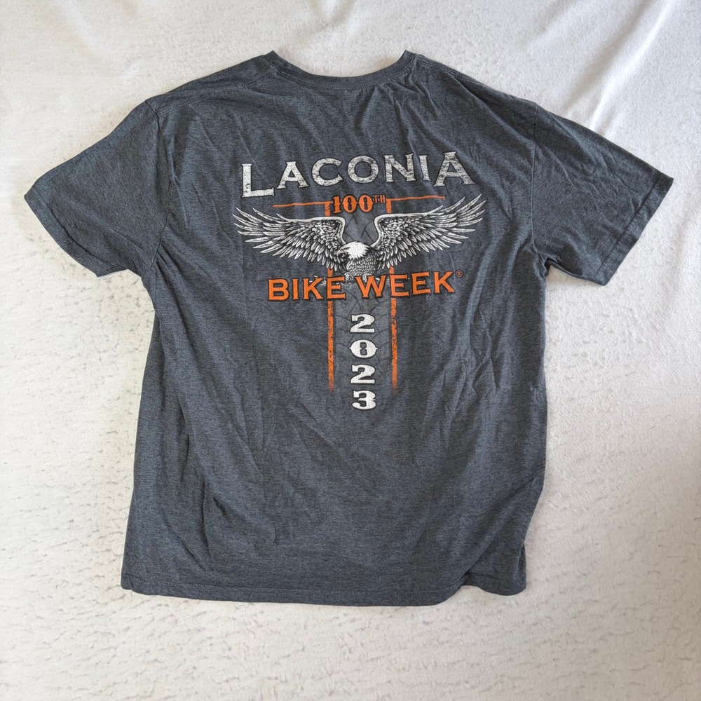 Laconia Bike Week T-Shirt Mens XL Gray 100th Anniversary 2023 Graphic Tee